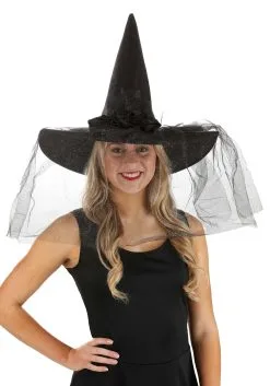 Role Party Sparkly Black Witch Hat For Women