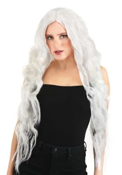 Partytime Wig Long Bright White Wavy Wig