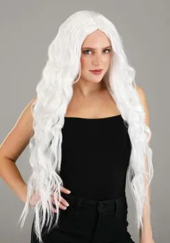 Partytime Wig Long Bright White Wavy Wig -Peter Pan Costumes Shop bright white long wavy wig alt 3