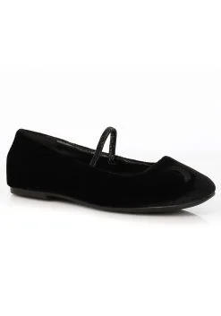 Ellie Girls Black Crescent Witch Ballet Flat Shoes