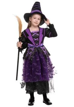Joyin Light Up Purple Bat Witch Costume For Girls -Peter Pan Costumes Shop girls light up purple bat witch costume alt 3