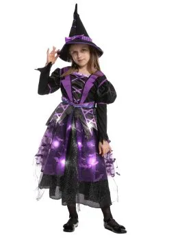 Joyin Light Up Purple Bat Witch Costume For Girls -Peter Pan Costumes Shop girls light up purple bat witch costume alt 7