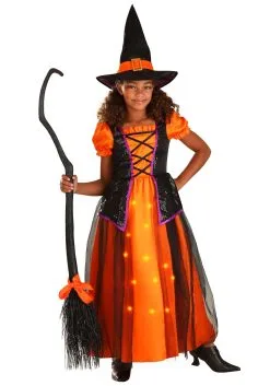 LF Products Pte. Ltd. Orange Light-Up Witch Costume For Girls