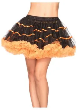 LEG AVENUE Orange And Black Tulle Petticoat