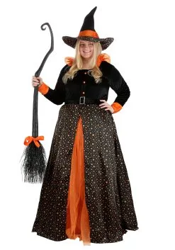 Suzhou Zhongsheng Imp & Exp Co., Ltd Plus Size Sparkling Orange Witch Costume For Women