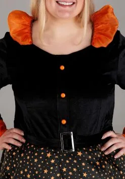 Suzhou Zhongsheng Imp & Exp Co., Ltd Plus Size Sparkling Orange Witch Costume For Women -Peter Pan Costumes Shop plus size sparkling orange witch alt 3