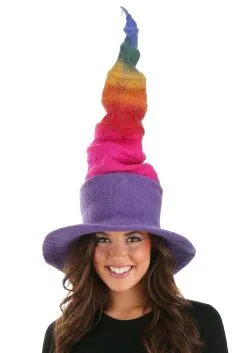 Elope Adult Rainbow Borealis Heartfelted Witch Costume Hat -Peter Pan Costumes Shop rainbow borealis heartfelted witch hat alt 3