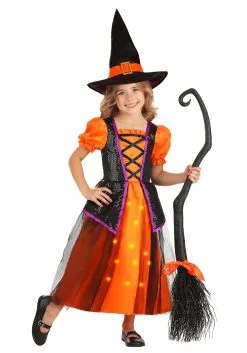 LF Products Pte. Ltd. Orange Light-Up Witch Costume For Toddlers